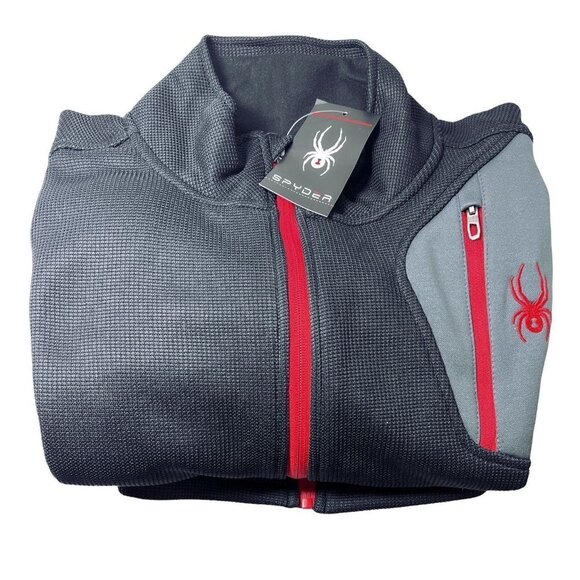 Spyder Mens Black Full Zip Color Block Pockets Knit Raider Track Jacket Sz M New - Picture 5 of 10